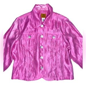 Ruby Rd. Petite Women's Shiny Pink Jacket Size 14P